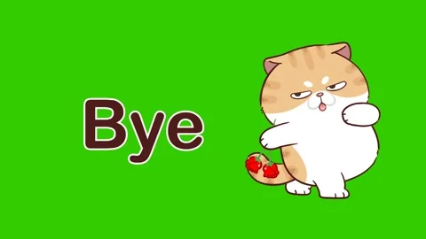 Animated Funny Cat Walking with a Rose Saying Goodbye - Green Screen Stock Footage 282789245