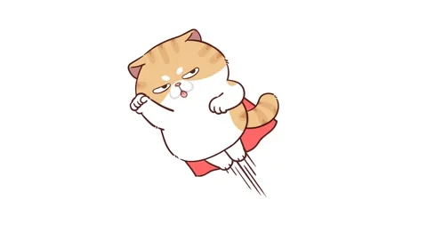 Animated Funny Cat Wearing a Red Cape Flying in the Sky - White Background Stock Footage 282790148