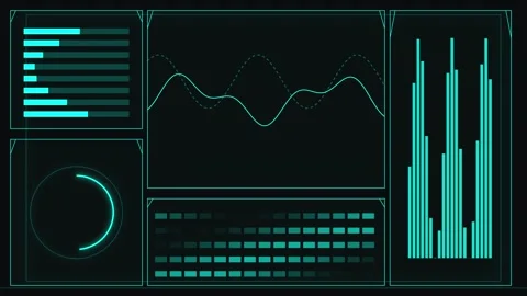 Animated futuristic data visualization HUD screen for advanced technology a.. Stock Footage 344640091