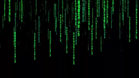 Animated Futuristic Matrix Green Code Falling Digital Cybersecurity Abstrac.. Stock Footage 304423122