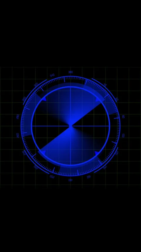Animated futuristic radar screen vertical video loop with neon blue interfa.. Stock Footage 344282506