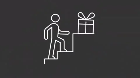 Animated gain gift white line icon Stock Footage 234400123