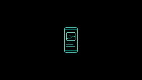 Animated gallery icon animation with smart phone Stock Footage 262849432