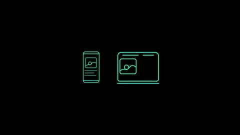 Animated gallery icon animation with smart phone and laptop Stock Footage 262849433