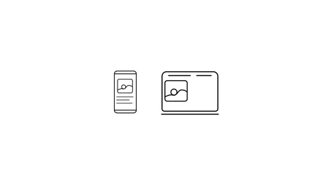 Animated gallery icon animation with smart phone and laptop Stock Footage 262849436