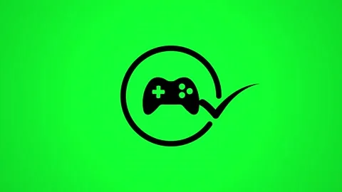 Animated game controller icon with check mark inside circle on green screen.. Stock Footage 346498065
