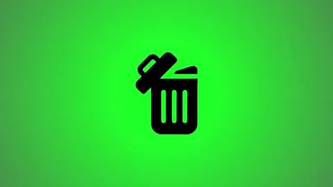 Animated garbage bin icon appearing and rotating, then shimmering, on a vib.. Stock Footage 346491005