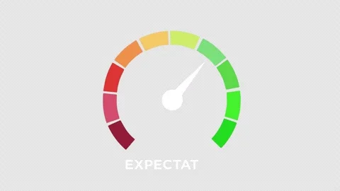 Animated gauge display expectation from empty to full on transparent background Stock Footage 337186676