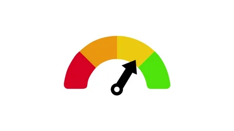 Animated gauge meter moving from red to green, performance indicator concep.. Vidéo 334701075