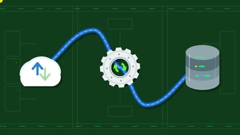 Animated Gear to Database Processing Workflow Icon with Green Checkmark Vídeos de archivo 339380025