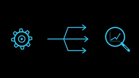 Animated Gear to Search Icon Transition with Directional Arrows Stock Footage 339385343