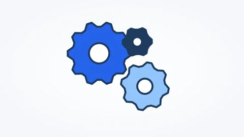 Animated gears icon settings turning, horizontal 16:9 seamless loop HD motion Stock Footage 345160760