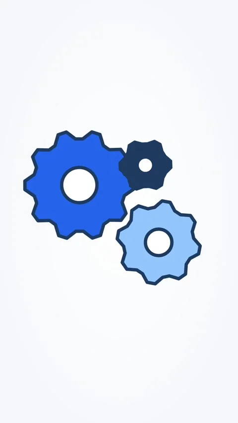 Animated gears icon settings turning, vertical 9:16 seamless loop HD motion Stock Footage 345160766