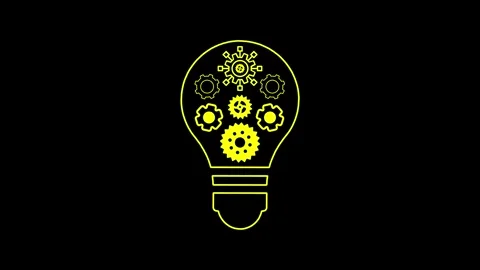 Animated gears inside light bulb graphic symbolizing idea creation and inno.. Stock Footage 345547788