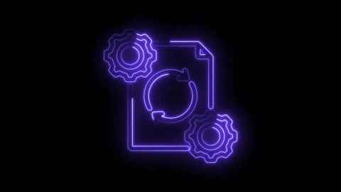 Animated gears with recycling arrows on document represents process and Stock Footage 330782509