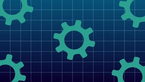 Animated gears symbolize engineering and mechanics. Video stock 331746147