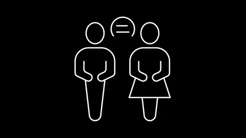 Animated gender equality icons in thin line style Stock Footage 314616844