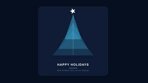 Animated geometric blue Christmas tree Happy Holidays greeting card 4K 스톡 동영상 340258246