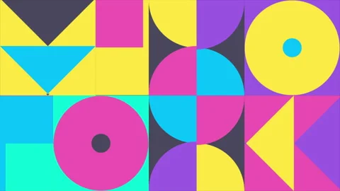 Animated Geometric loop pattern. 4K resolution geometric motion design in bright Stock Footage 304711648