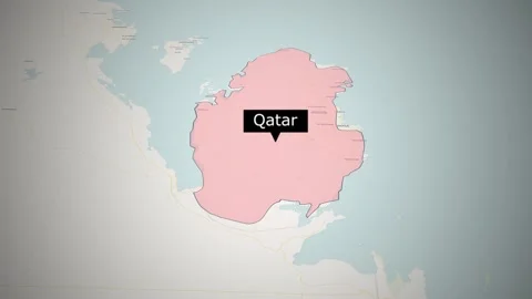 Animated Geopolitical Map of Qatar and Iran with Persian Gulf Location Pins  Stock Footage 324010444