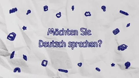 Animated German text "Do you really want to speak German?" on crumpled paper Stock Footage 280682379