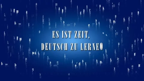Animated German text "It's time to learn German" with falling letters blue BG Stock-Footage 280690021