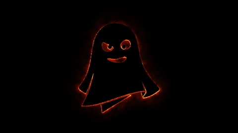 Animated ghost shape neon outline glowing in dark background loop motion gr.. Stockbeeldmateriaal 339072942