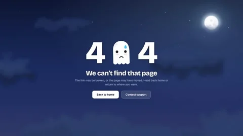Animated ghost theme for 404 page not found web error screen. 4K Video stock 348234566
