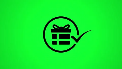 Animated gift box check mark icon motion graphics on green screen backgroun.. Stock Footage 346498070
