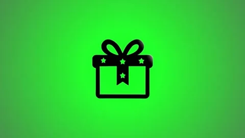 Animated gift box icon floating on green background with rotating motion an.. 库存影片 346491151