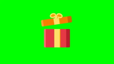 Animated Gift Box Opening on Green Screen Stock Footage 348191885