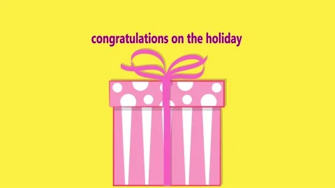 Animated gift box with text. Congratulations on the holiday. Stock Footage 145950049