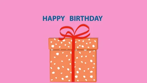 Animated gift box with text. Happy Birthday. Stock Footage 145942838