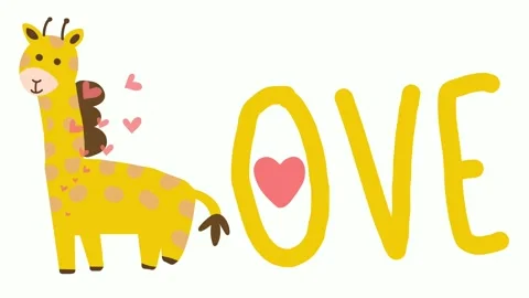 Animated giraffe forms the letter "L" for "Love" Stock Footage 311847592