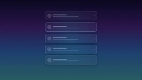 Animated glassmorphism notifications on dark gradient background. 4K 스톡 동영상 342114659