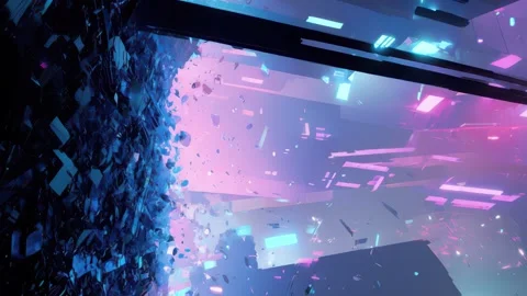 Animated glitch panel integrated with UI pulses and HUD signals Video stock 309545265