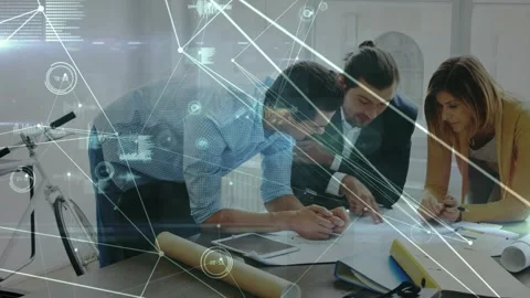 Animated global business network interface for classroom use. Stock Footage 328359636