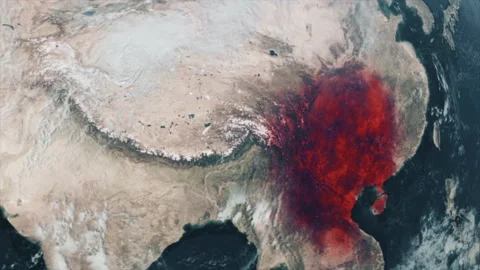 Animated global map showing confirmed covid-19 coronavirus cases spreading from Stock Footage 133095382