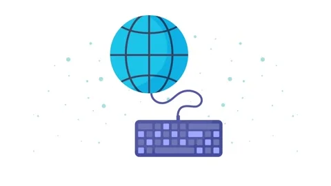 Animated globe and computer keyboard icon on white background. Stock Footage 339116669