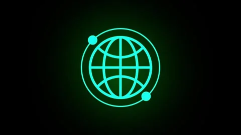 Animated globe model line icon. Earth satellite. Map of world Stock Footage 258431993