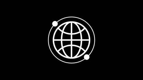 Animated globe model line icon. Earth satellite. Map of world Stock Footage 258432339