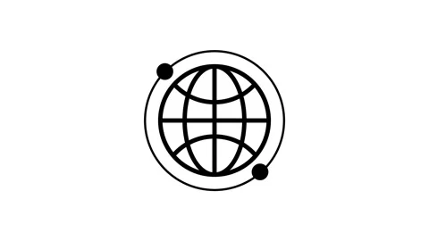 Animated globe model line icon. Earth satellite. Map of world Stock Footage 258432342