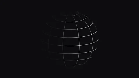 Animated globe rotating on dark background with grid lines in cinematic motio Stock Footage 341719953