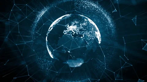 Animated globe rotating with geometric structured moving around Stock Footage 137590751