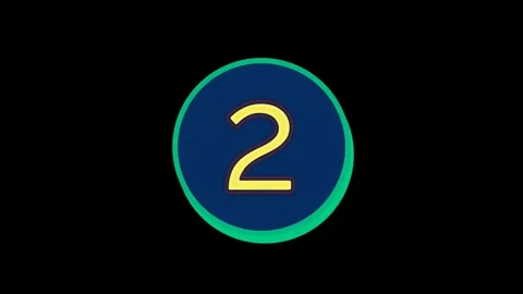 Animated Glow Number Two Neon Blue Green Yellow Color Video Clip Stockbeeldmateriaal 332087936