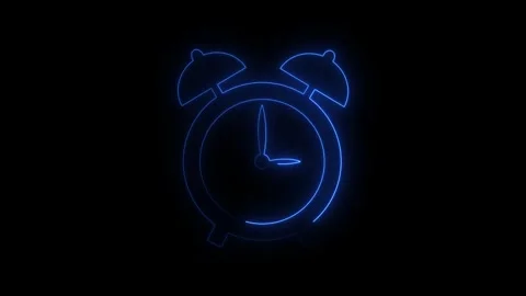 Animated glowing alarm clock performing time indication Stock Footage 345942797