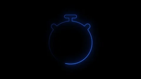 Animated glowing blue alarm clock performing countdown Stock Footage 345942741