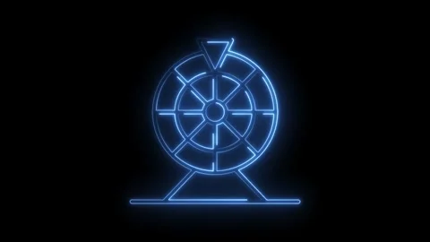 Animated glowing blue fortune wheel luck concept isolated on black backgrou.. Stock Footage 314536423
