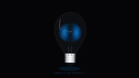 Animated glowing blue light bulb on black background 4K Stock-Footage 345285608