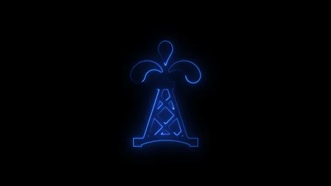 Animated glowing blue lighthouse performing light display Stock Footage 346112160